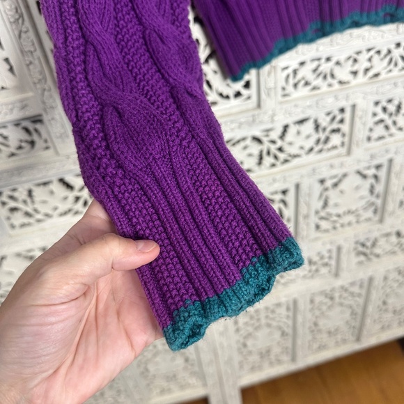 Vtg Colours By Alexander Julian Purple Cable Knit Chunky Sweater Sz Large - Picture 3 of 7